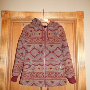 Women's Size Medium M Forever 21 Southwestern Aztec Wool Blend Sherpa Lined Coat